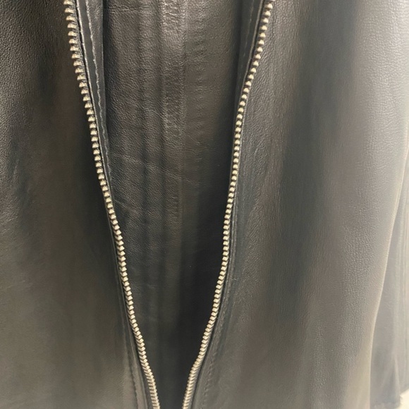 black 100% lamb leather w-two front zippers with lining - Picture 3 of 5